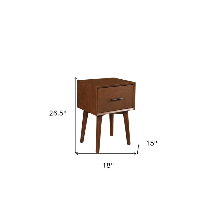 27" Brown Wood End Table With Drawer Image 6