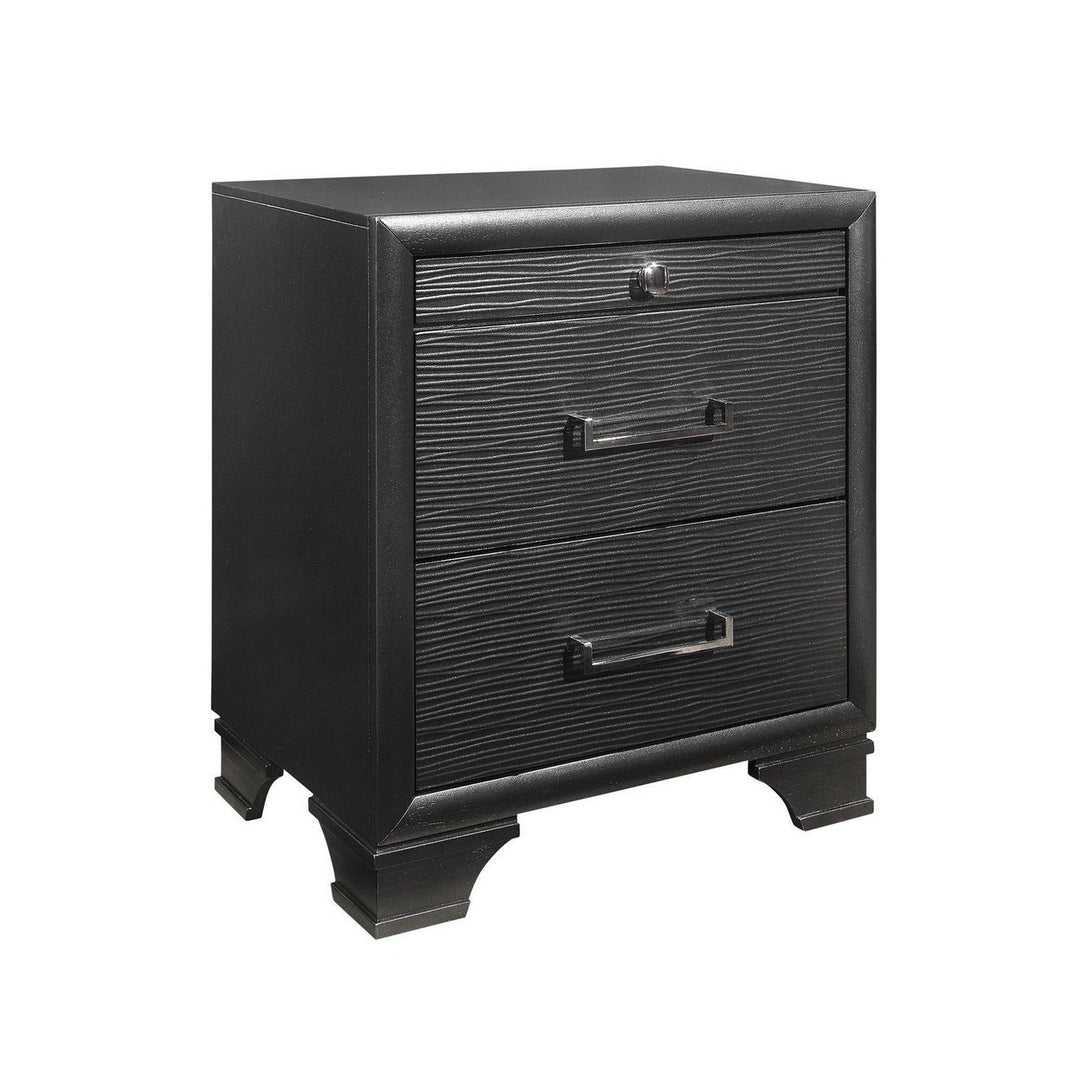 27" Gray Two Drawers Manufactured Wood Nightstand Image 2