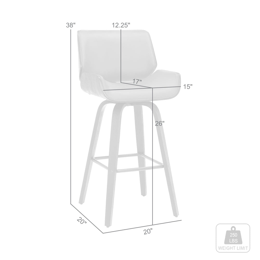 26" Cream And Brown Faux Leather And Solid Wood Swivel Counter Height Bar Chair Image 2