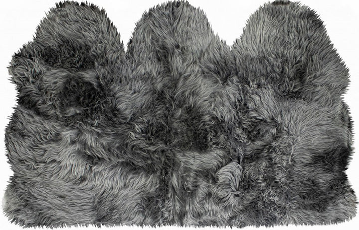 3 X 5 Gray Natural Sheepskin Area Rug Image 1