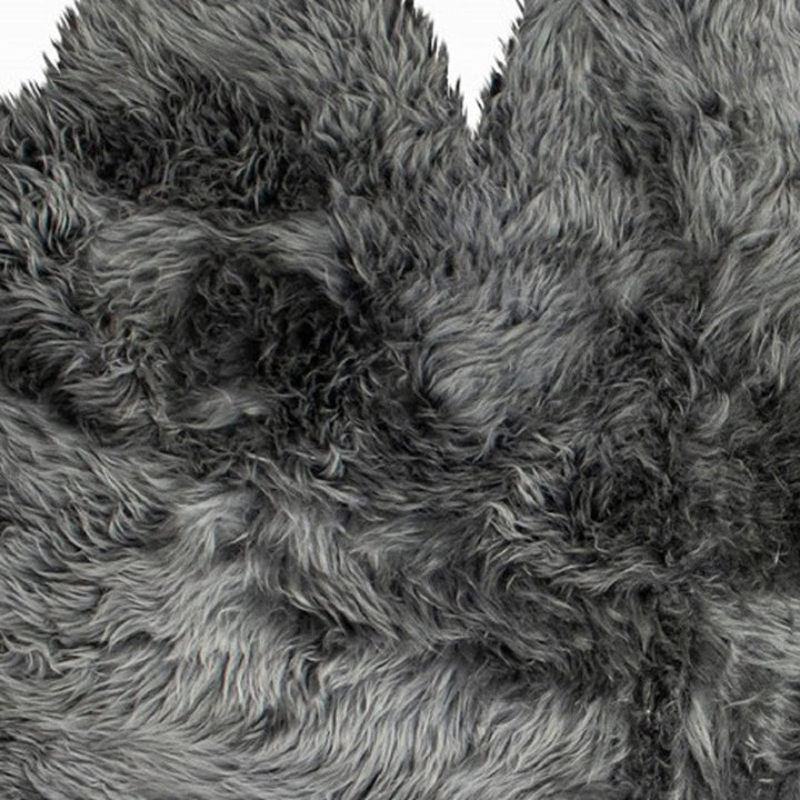 3 X 5 Gray Natural Sheepskin Area Rug Image 6