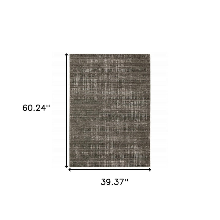 3 X 5 Charcoal Grey Grey Ivory Tan And Brown Abstract Power Loom Stain Resistant Area Rug Image 11