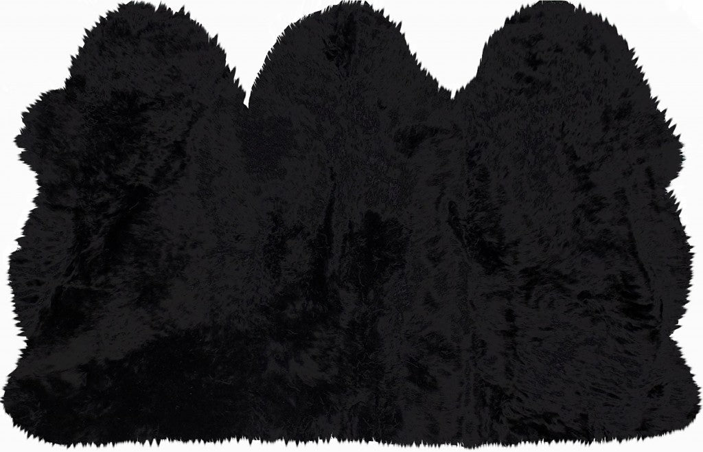 3 X 5 Black Natural Sheepskin Area Rug Image 1