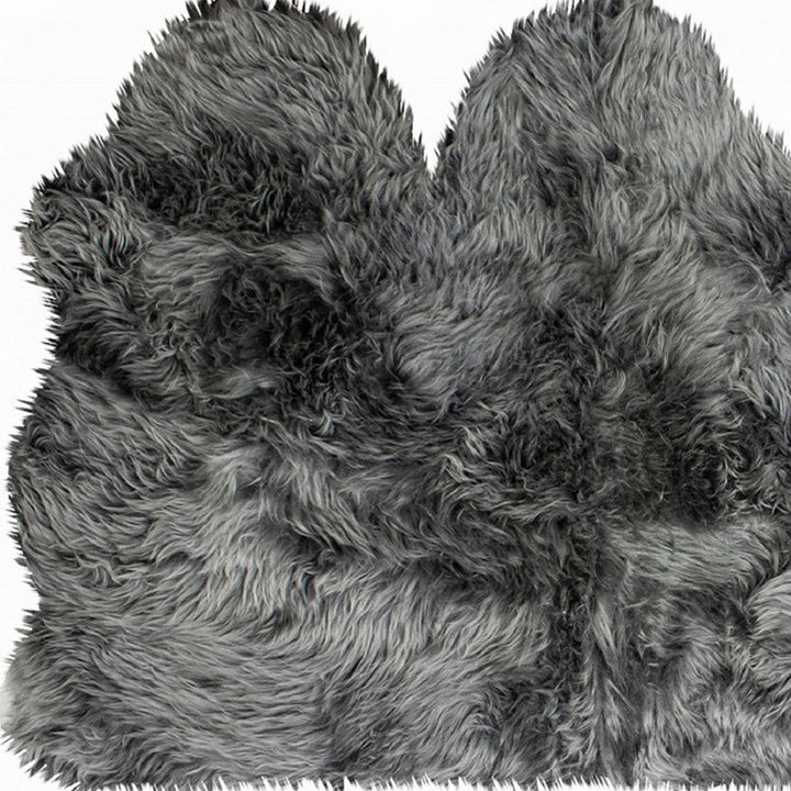 3 X 5 Gray Natural Sheepskin Area Rug Image 7