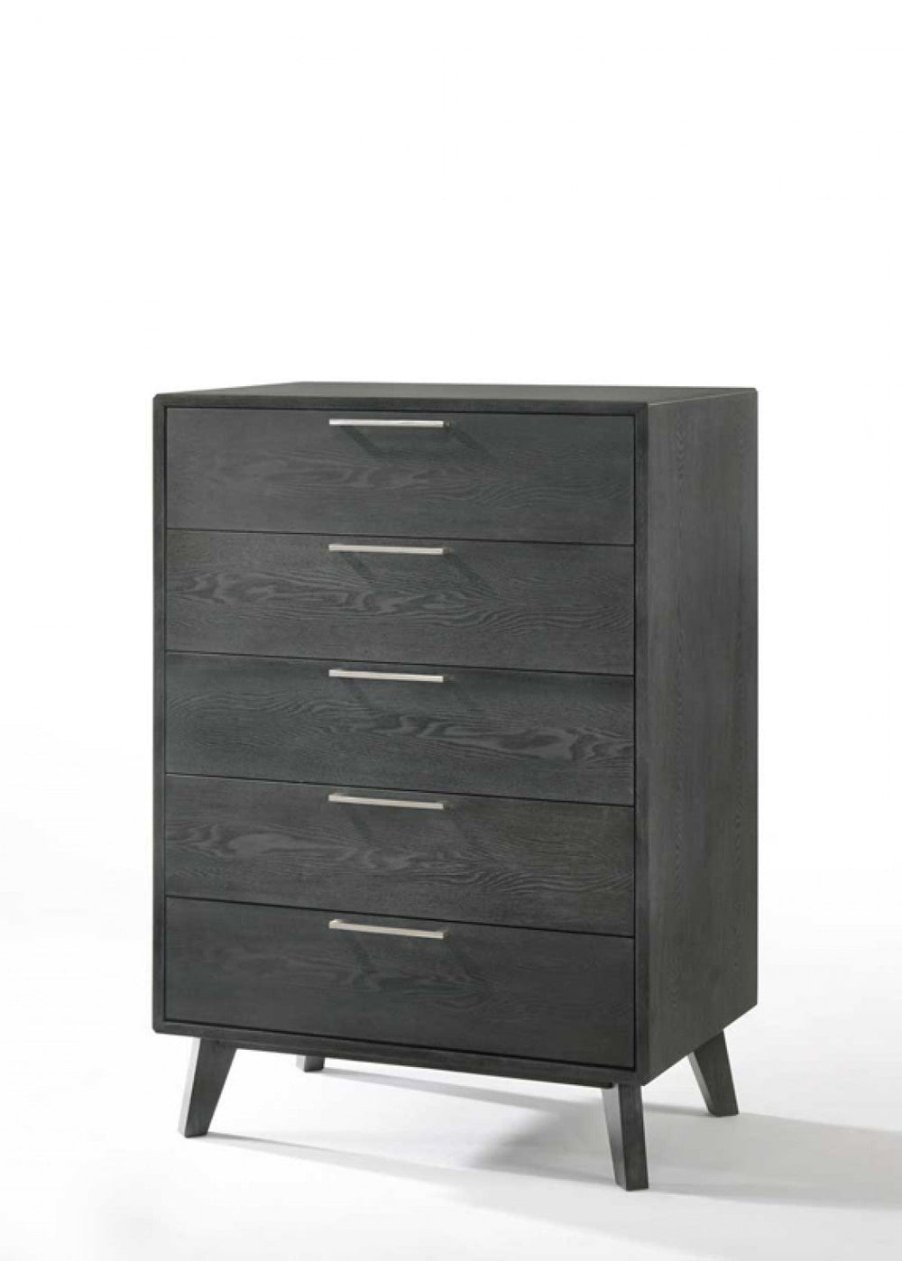 30" Grey Wash Solid Wood Five Drawer Chest Image 2