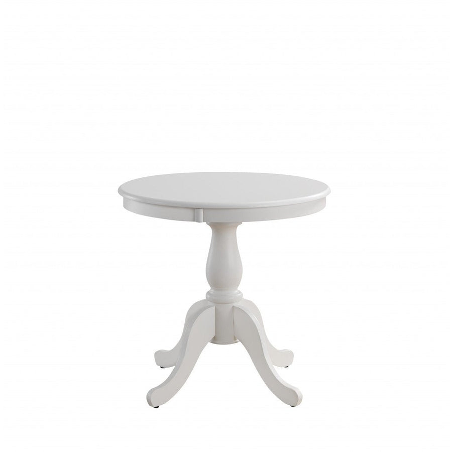 30" White Round Turned Pedestal Base Wood Dining Image 1