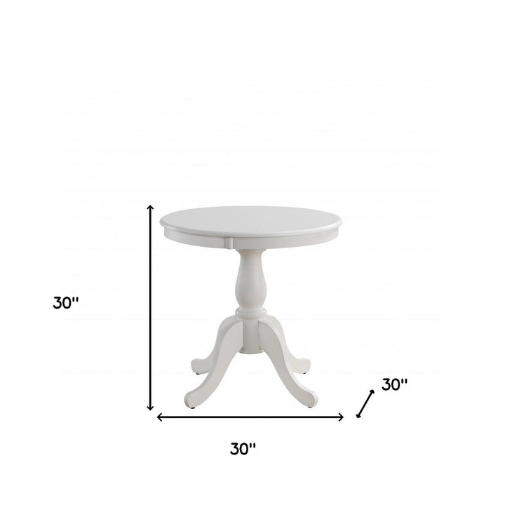 30" White Round Turned Pedestal Base Wood Dining Image 2