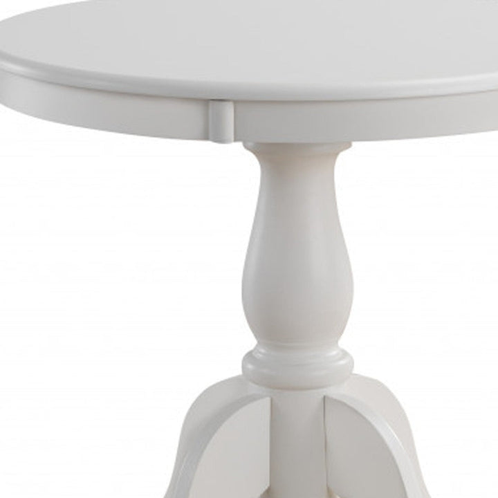 30" White Round Turned Pedestal Base Wood Dining Image 3