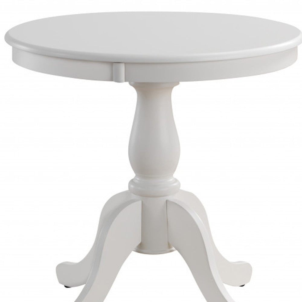 30" White Round Turned Pedestal Base Wood Dining Image 4