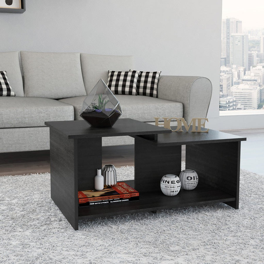 35" Black Manufactured Wood Rectangular Coffee Table Image 1