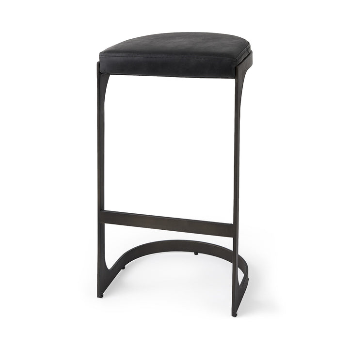 35" Black Iron Backless Bar Chair Image 1