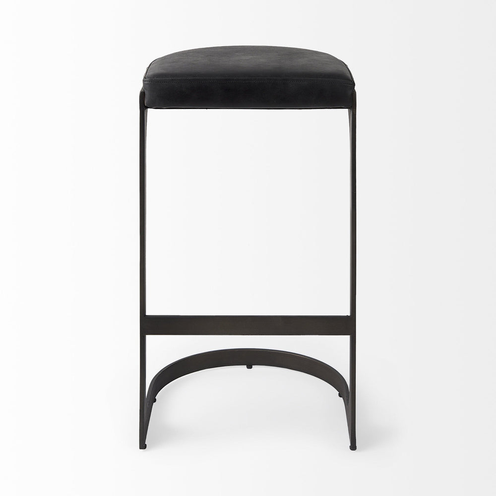 35" Black Iron Backless Bar Chair Image 2