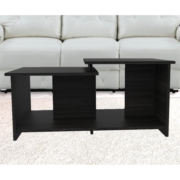 35" Black Manufactured Wood Rectangular Coffee Table Image 4