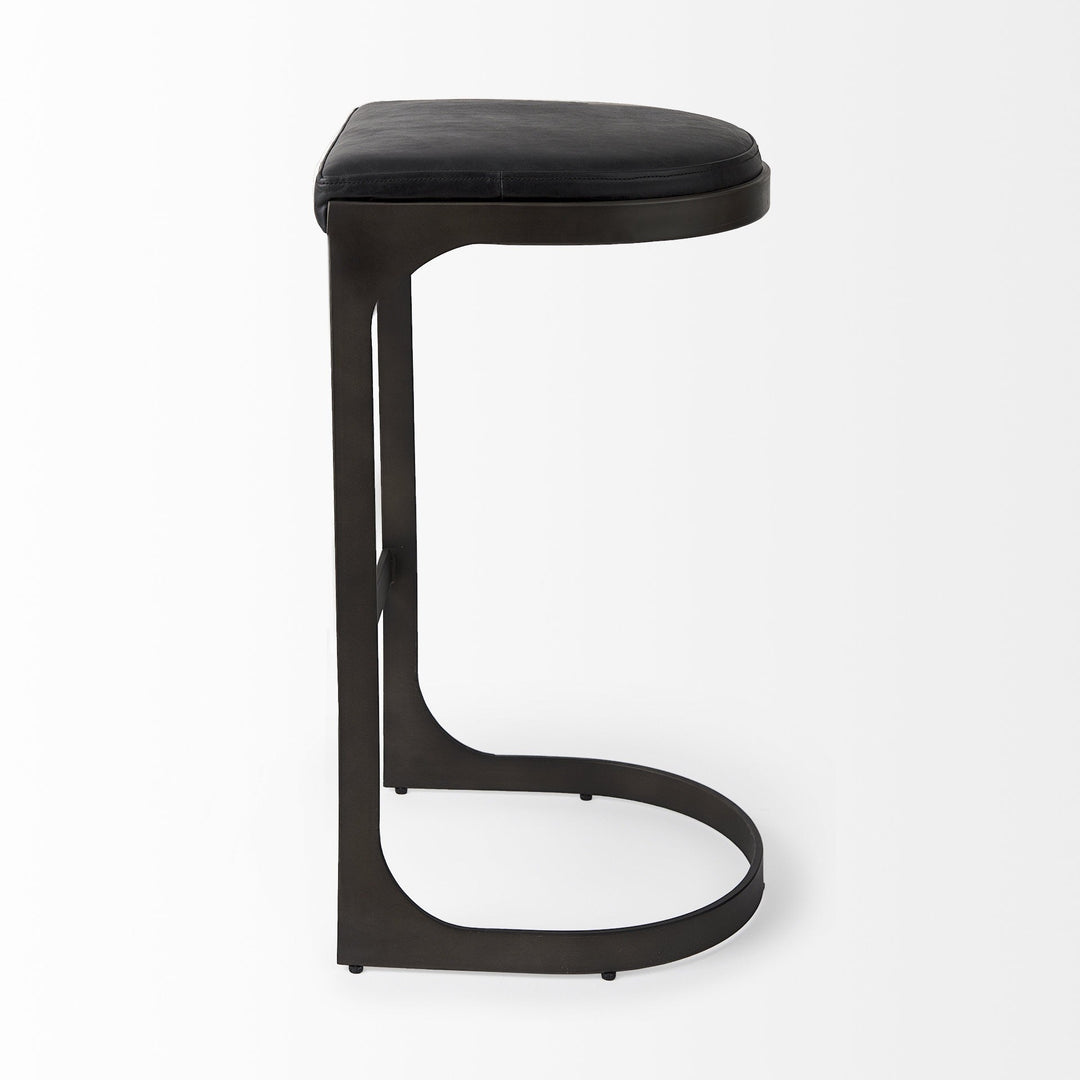 35" Black Iron Backless Bar Chair Image 3