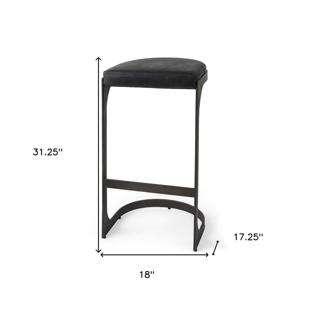 35" Black Iron Backless Bar Chair Image 10