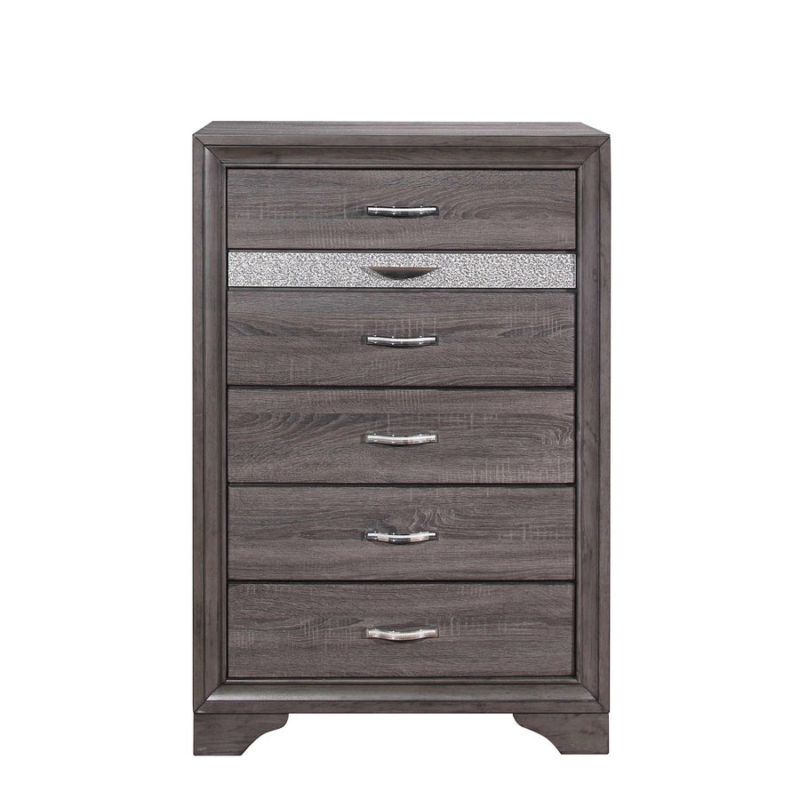 35" Grey Manufactured Wood Six Drawer Chest Image 1