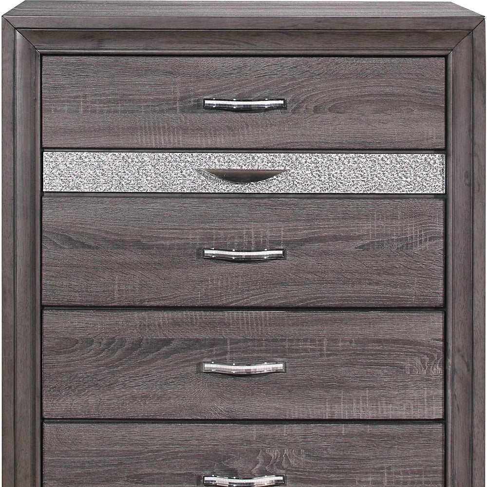 35" Grey Manufactured Wood Six Drawer Chest Image 3