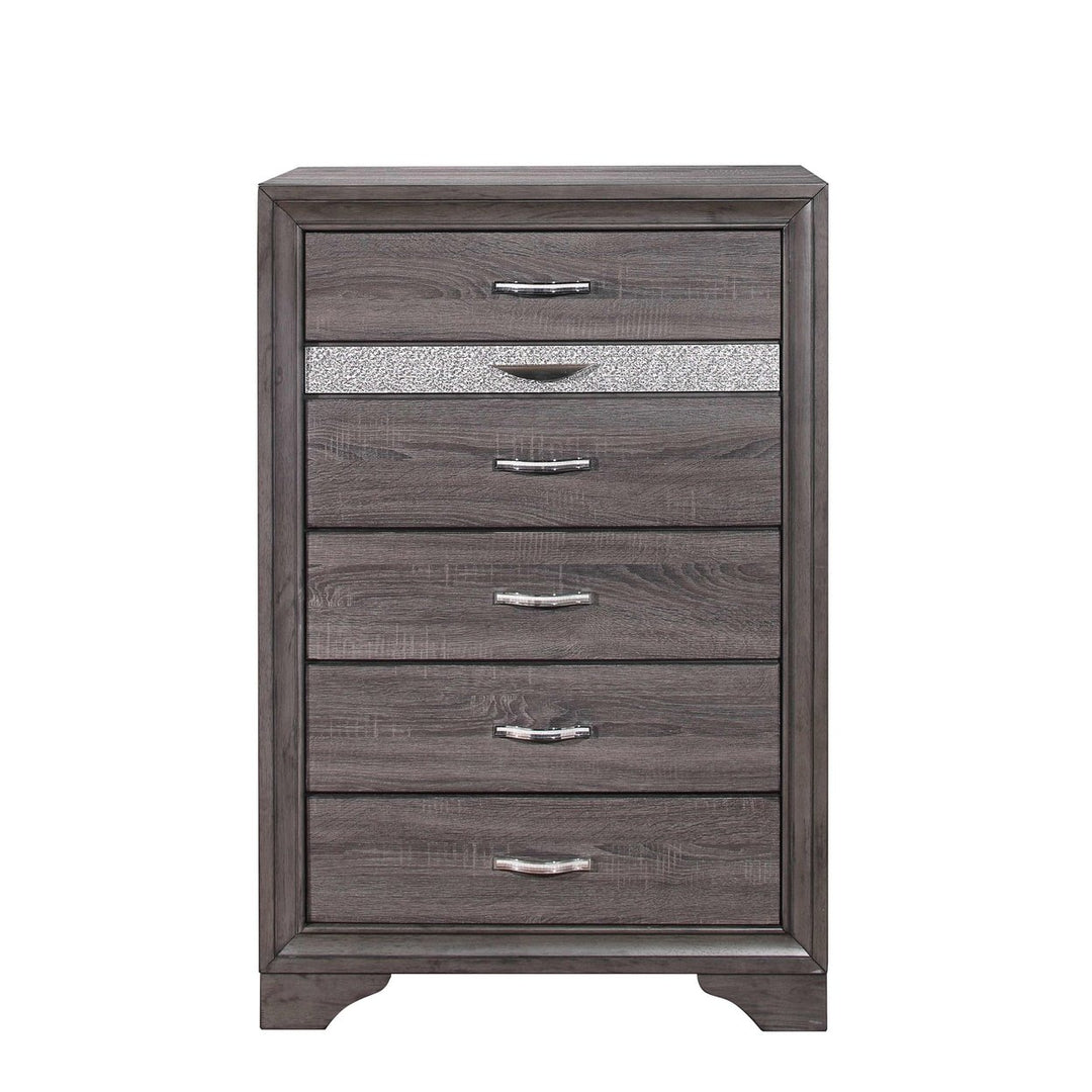 35" Grey Manufactured Wood Six Drawer Chest Image 4