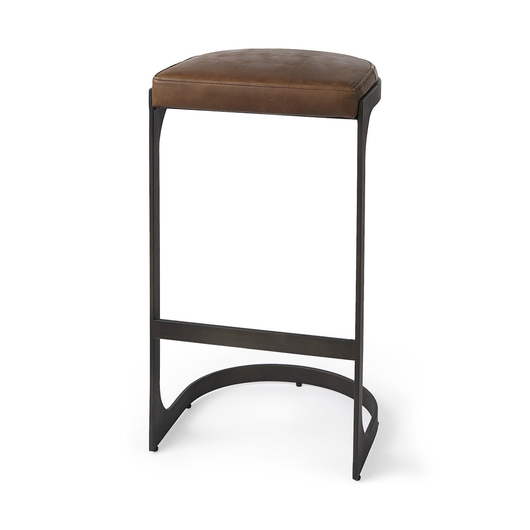 35" Medium Brown Iron Backless Bar Chair Image 1