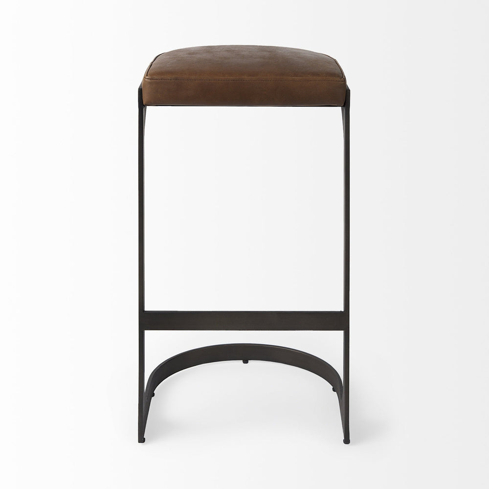 35" Medium Brown Iron Backless Bar Chair Image 2