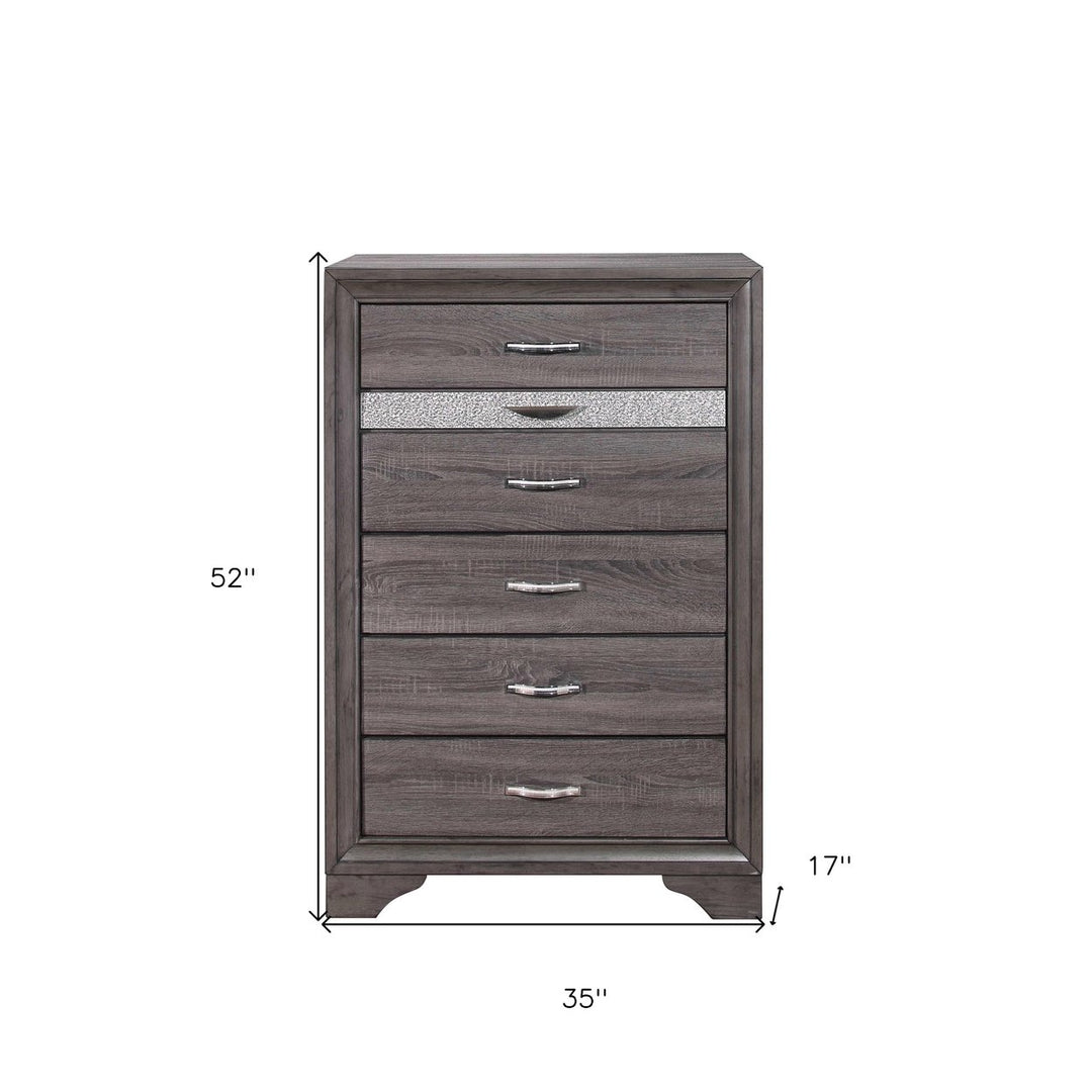 35" Grey Manufactured Wood Six Drawer Chest Image 5