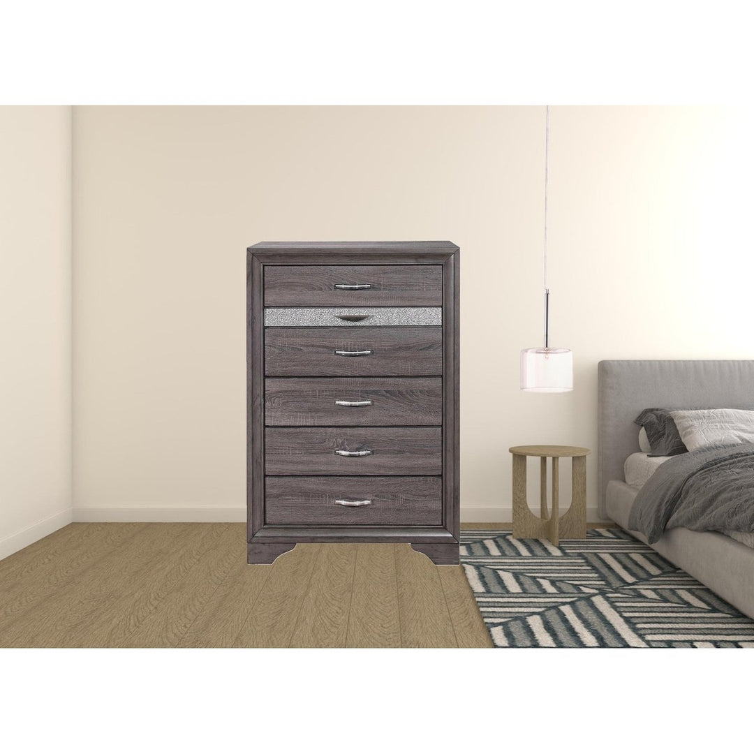 35" Grey Manufactured Wood Six Drawer Chest Image 6