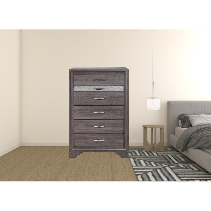 35" Grey Manufactured Wood Six Drawer Chest Image 6