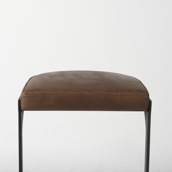 35" Medium Brown Iron Backless Bar Chair Image 6