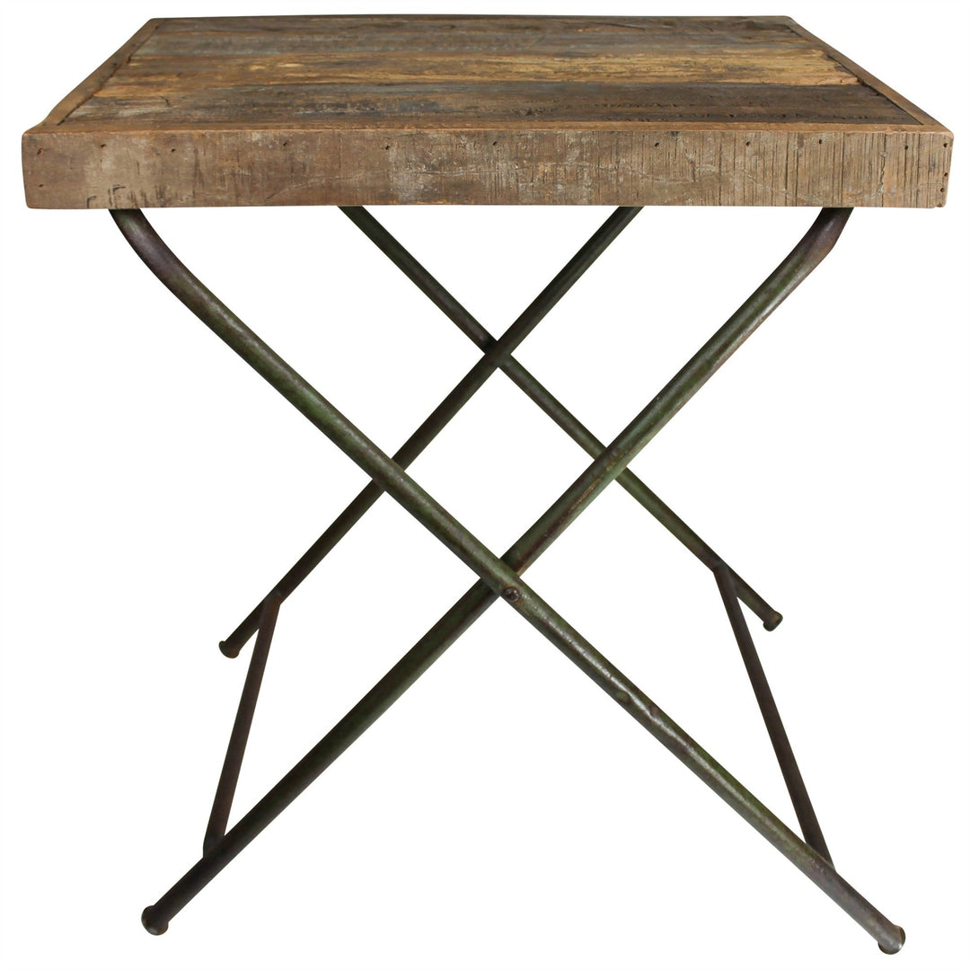 30" Charcoal And Wood Brown Solid Wood End Table Image 1