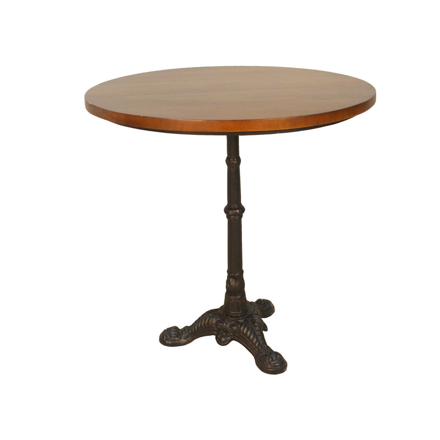 30" Chestnut and Black Rounded Solid Wood and Iron Dining Image 1