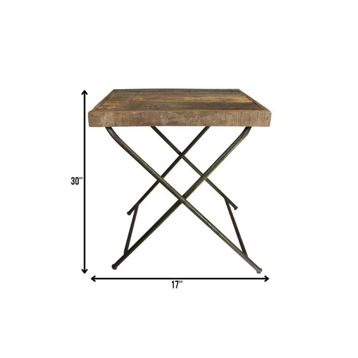 30" Charcoal And Wood Brown Solid Wood End Table Image 5