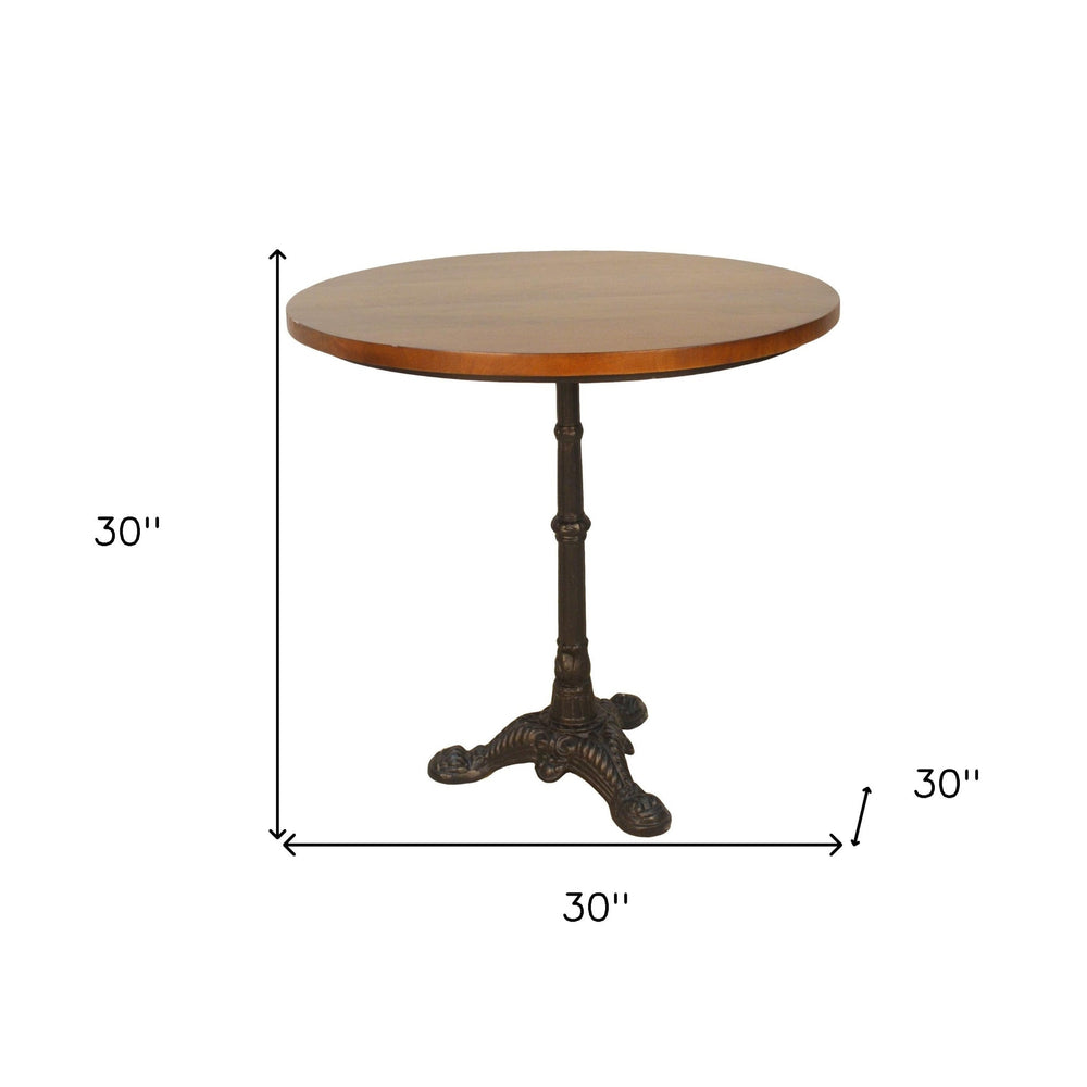 30" Chestnut and Black Rounded Solid Wood and Iron Dining Image 2