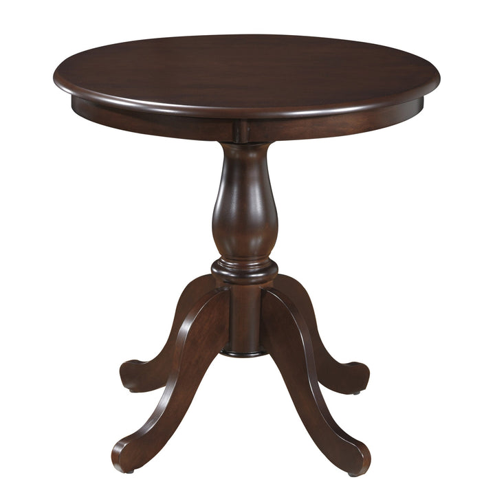 30" Espresso Rounded Solid Manufactured Wood And Solid Wood Pedestal Base Dining Image 1