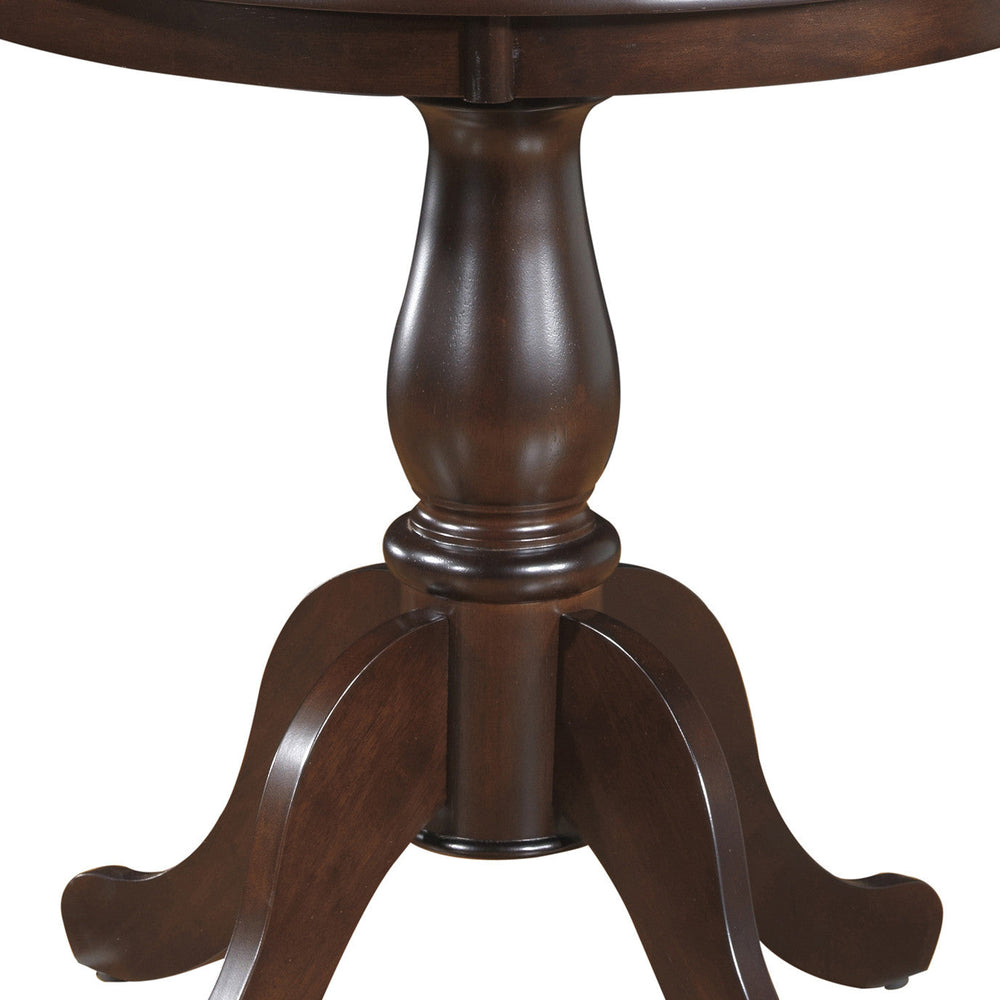 30" Espresso Rounded Solid Manufactured Wood And Solid Wood Pedestal Base Dining Image 2