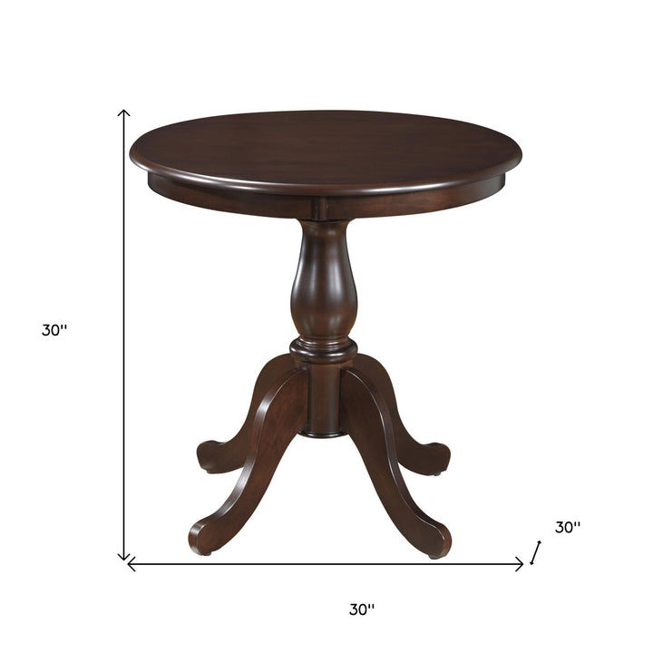 30" Espresso Rounded Solid Manufactured Wood And Solid Wood Pedestal Base Dining Image 3