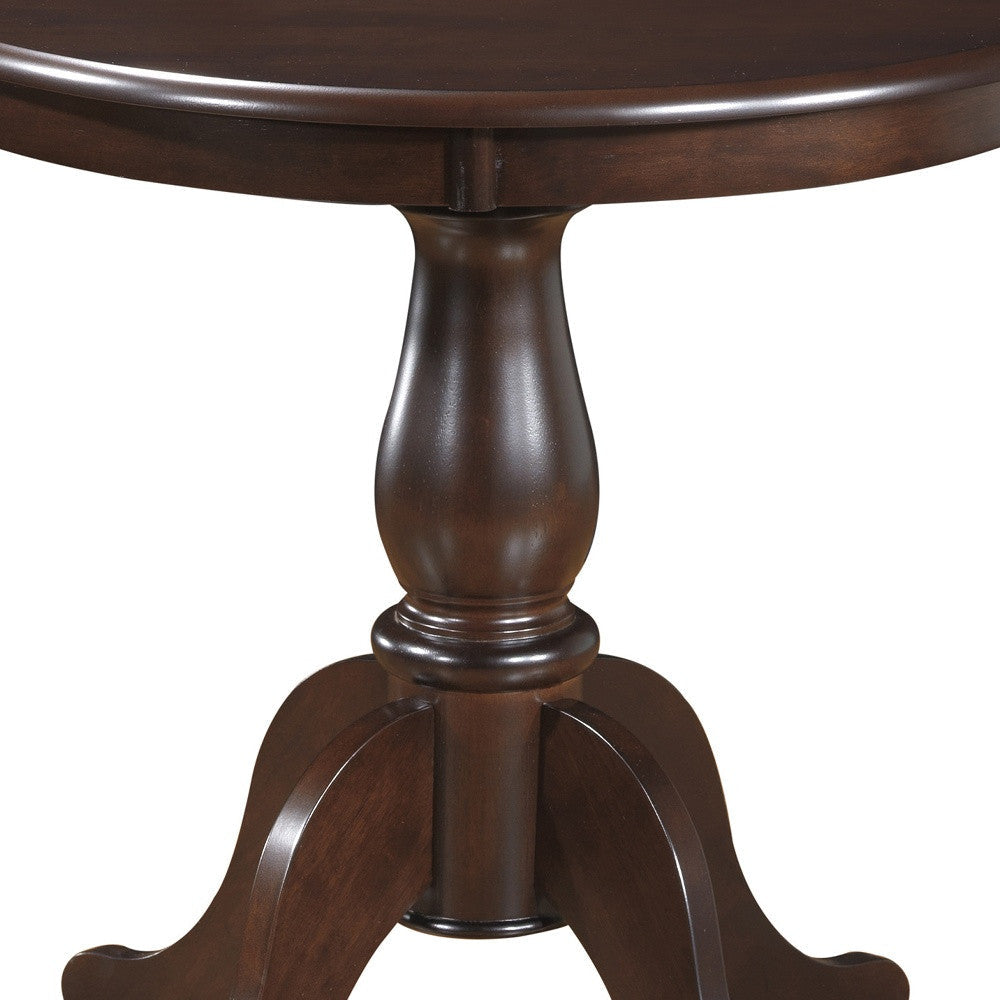 30" Espresso Rounded Solid Manufactured Wood And Solid Wood Pedestal Base Dining Image 4