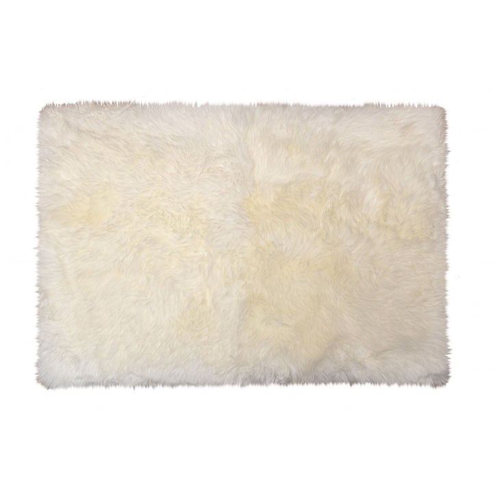 3 X 5 Natural Rectangular Sheepskin Area Rug Image 7