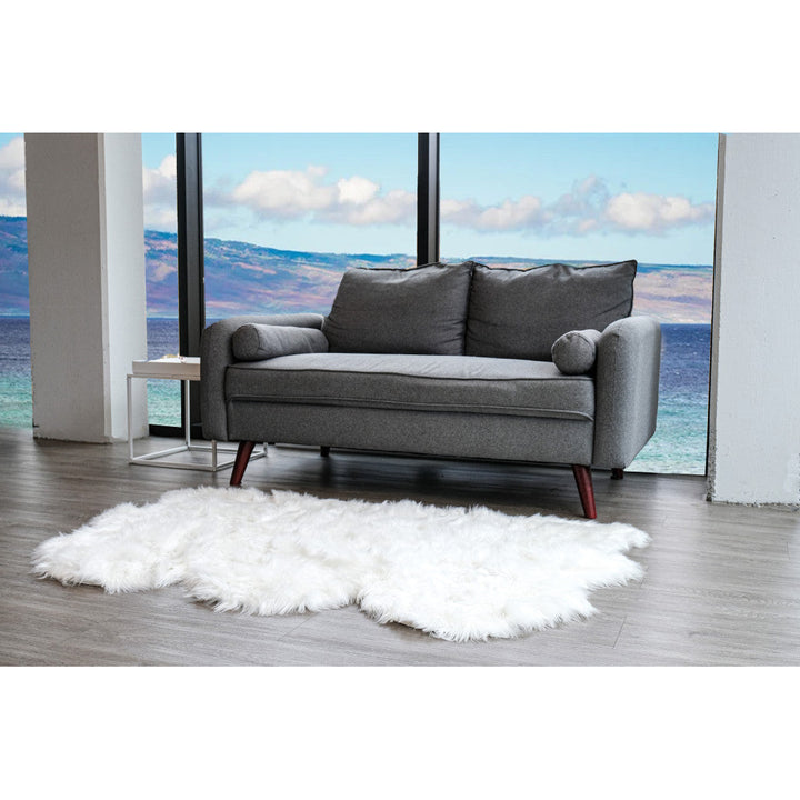 3 X 5 Off White Faux Sheepskin Printed Area Rug Image 3