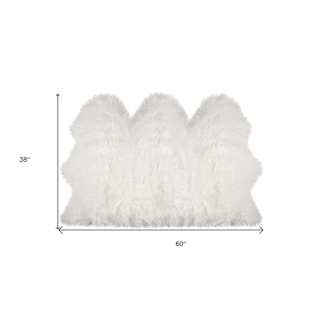 3 X 5 Off White Faux Sheepskin Printed Area Rug Image 4