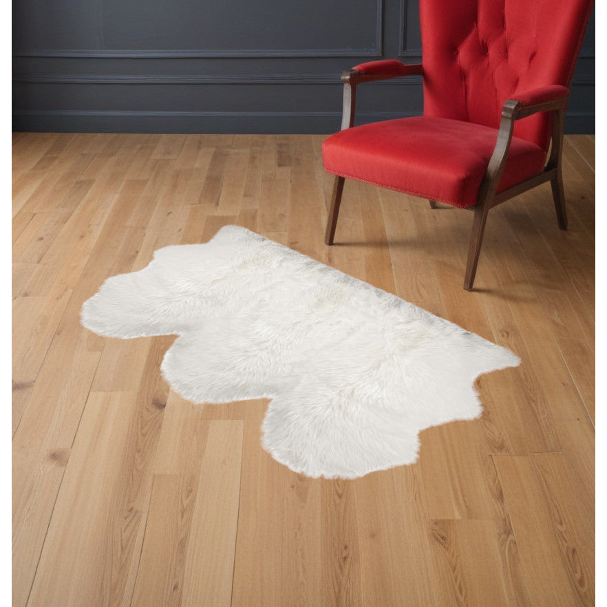 3 X 5 Off White Faux Sheepskin Printed Area Rug Image 7