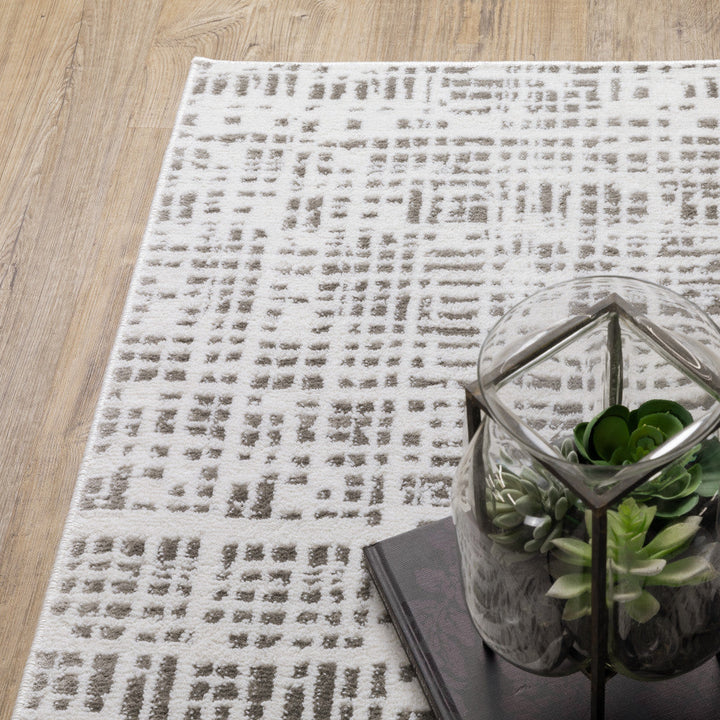 3 X 5 White And Grey Abstract Power Loom Stain Resistant Area Rug Image 5