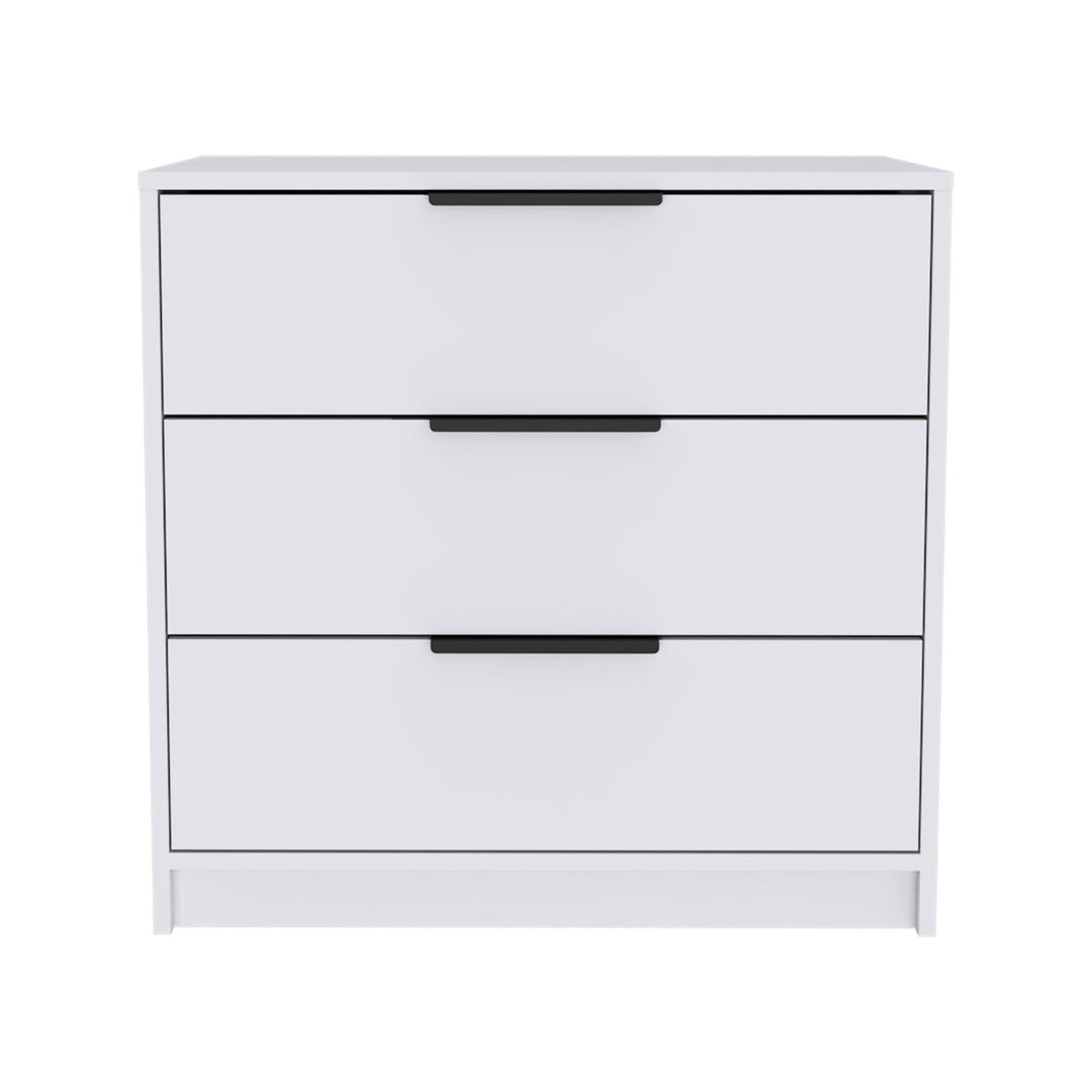 28" White Manufactured Wood Three Drawer Dresser Image 2