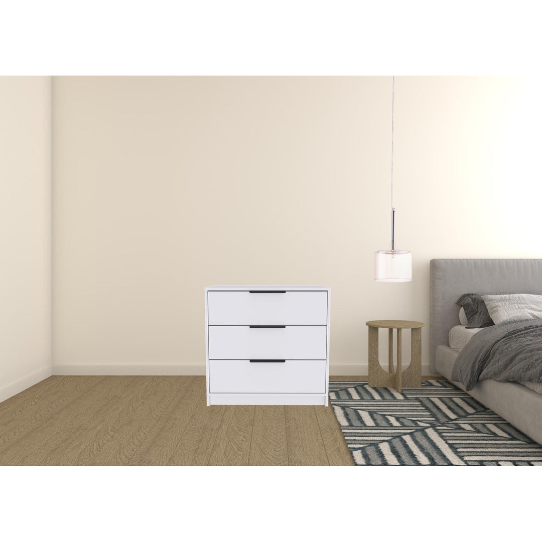 28" White Manufactured Wood Three Drawer Dresser Image 4