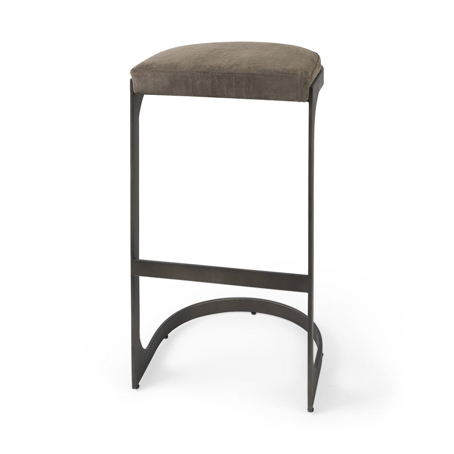 29" Brown Leather And Iron Backless Bar Chair Image 1