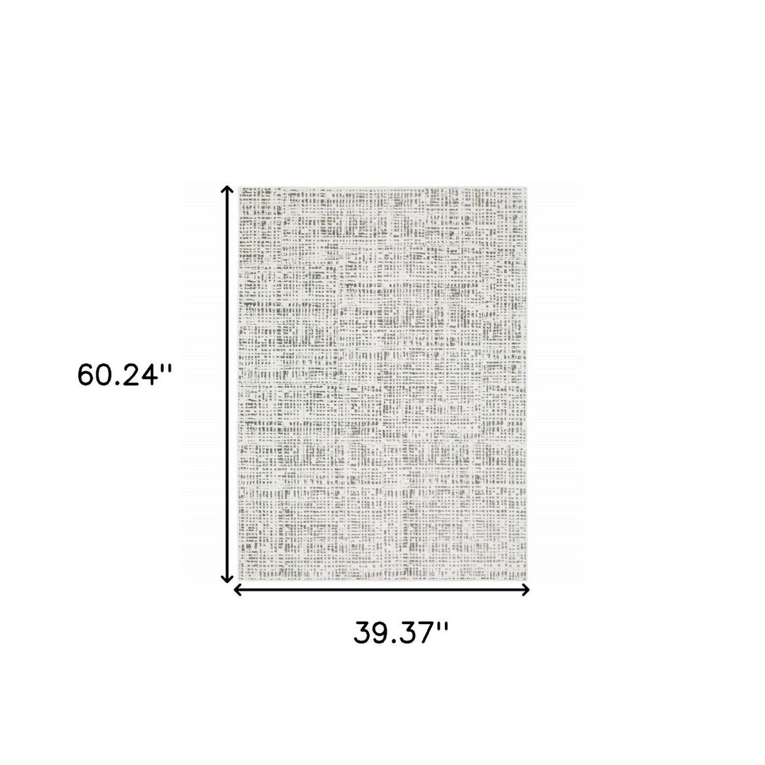 3 X 5 White And Grey Abstract Power Loom Stain Resistant Area Rug Image 11