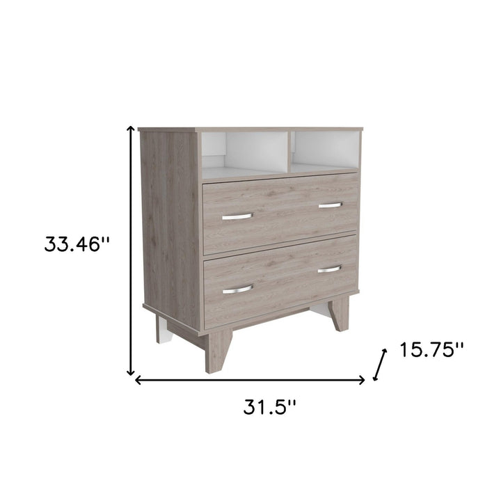 32" Light Grey Manufactured Wood Two Drawer Dresser Image 6