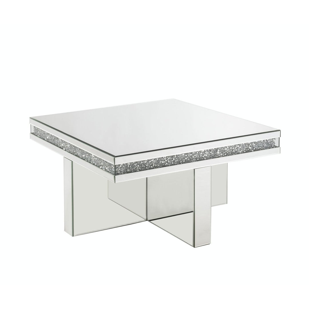 32" Silver Glass Mirrored Coffee Table Image 1