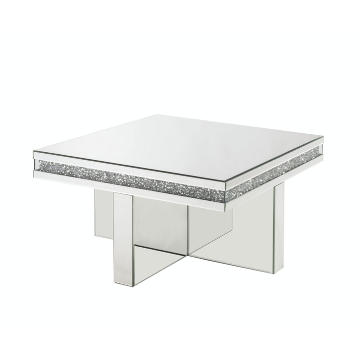 32" Silver Glass Mirrored Coffee Table Image 4