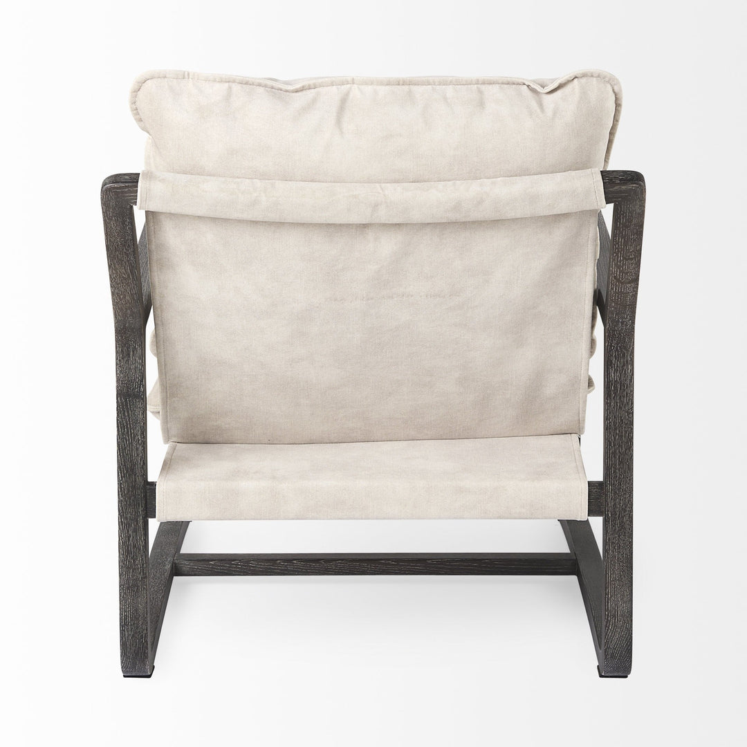 34" Cream And Black Fabric Lounge Chair Image 4