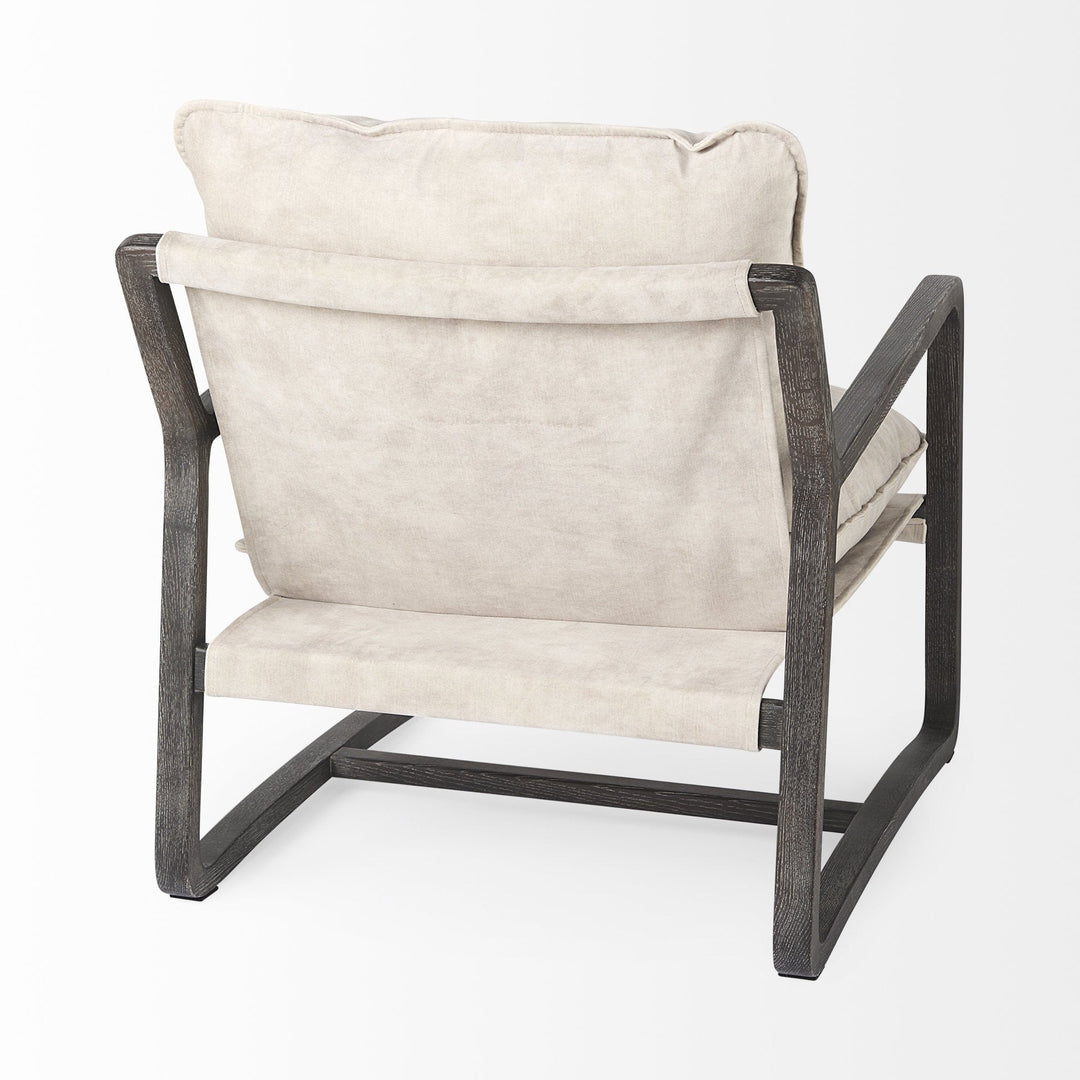 34" Cream And Black Fabric Lounge Chair Image 5